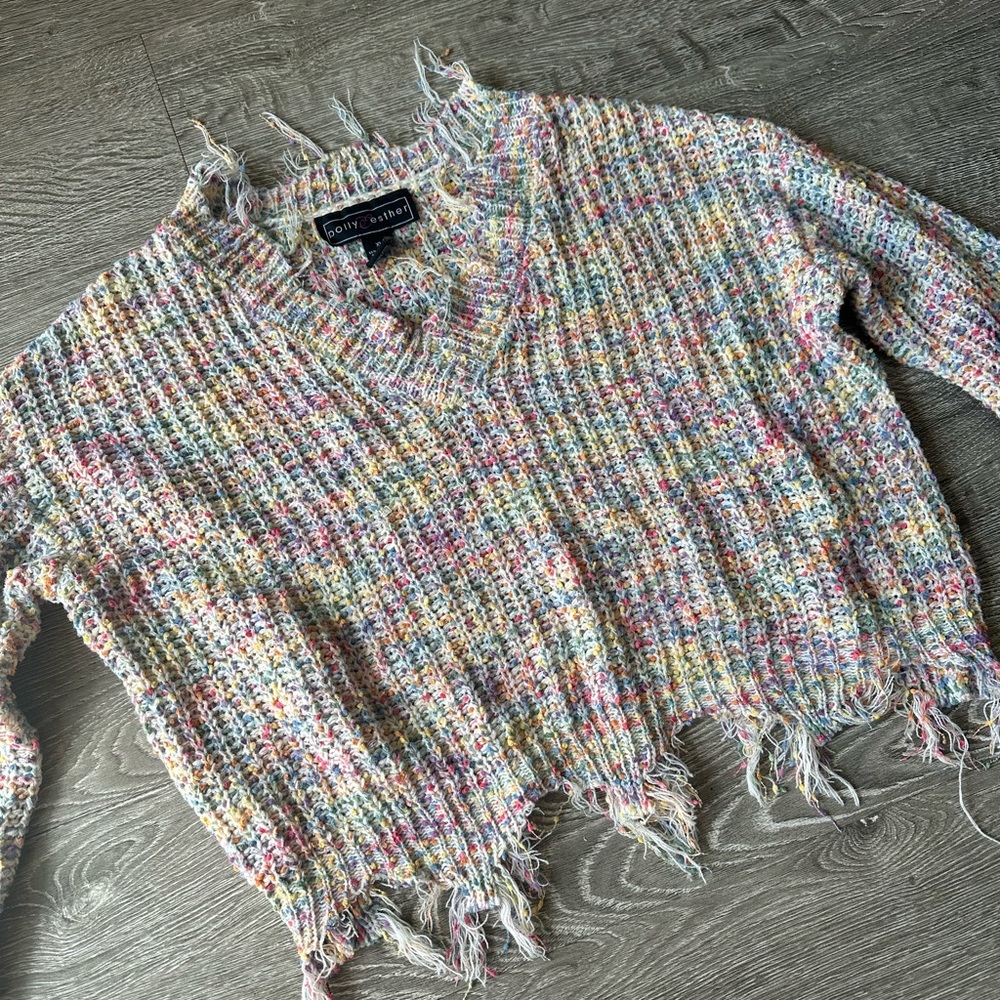 Polly & Esther Multicolor V-Neck Sweater